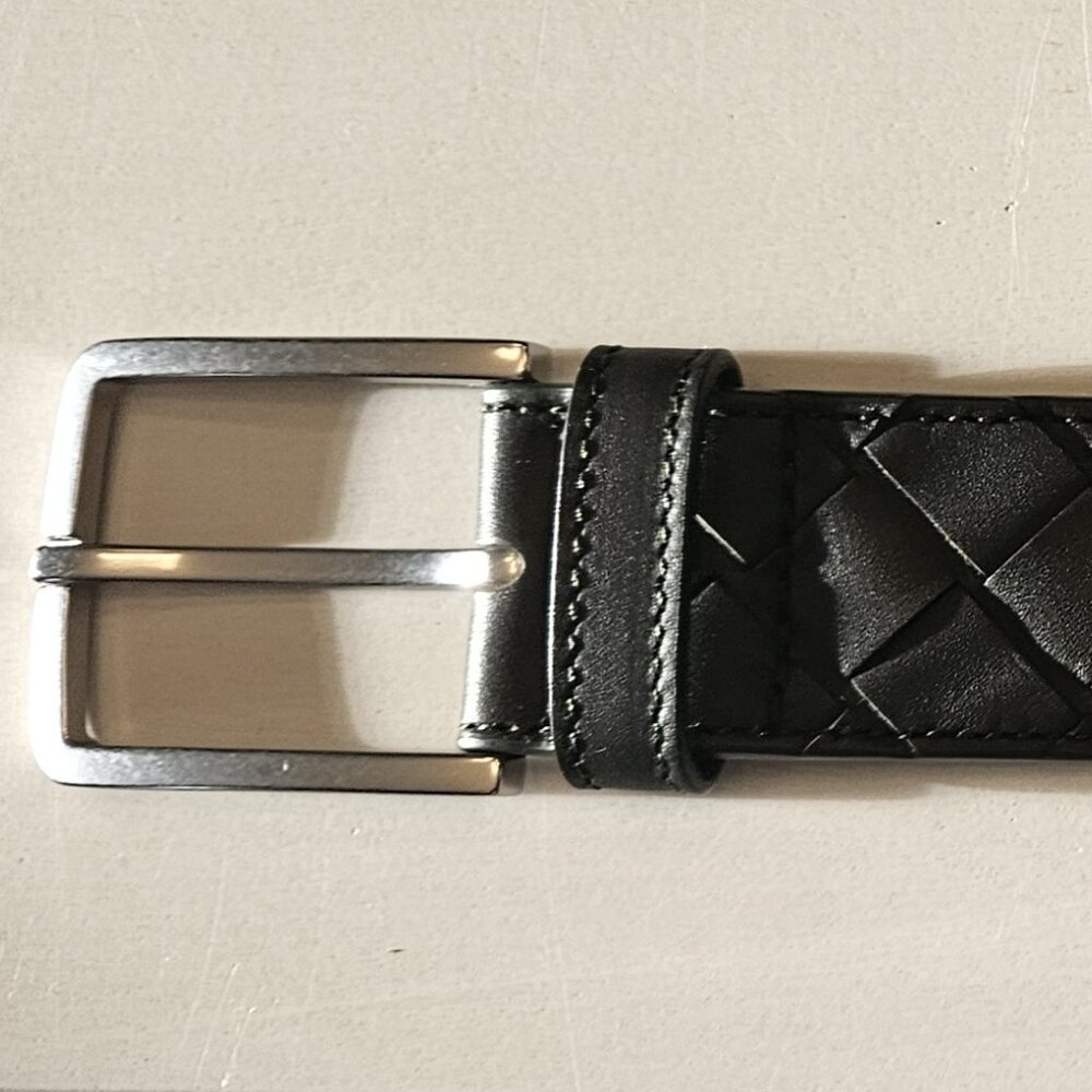 Bottega Veneta Olive Green Intrecciato Calfskin Leather Belt - Size 90